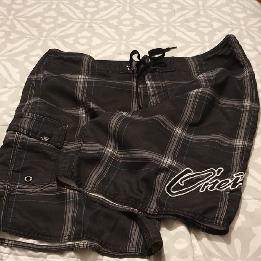 O'Neill Charcoal Plaid Men's Board Shorts